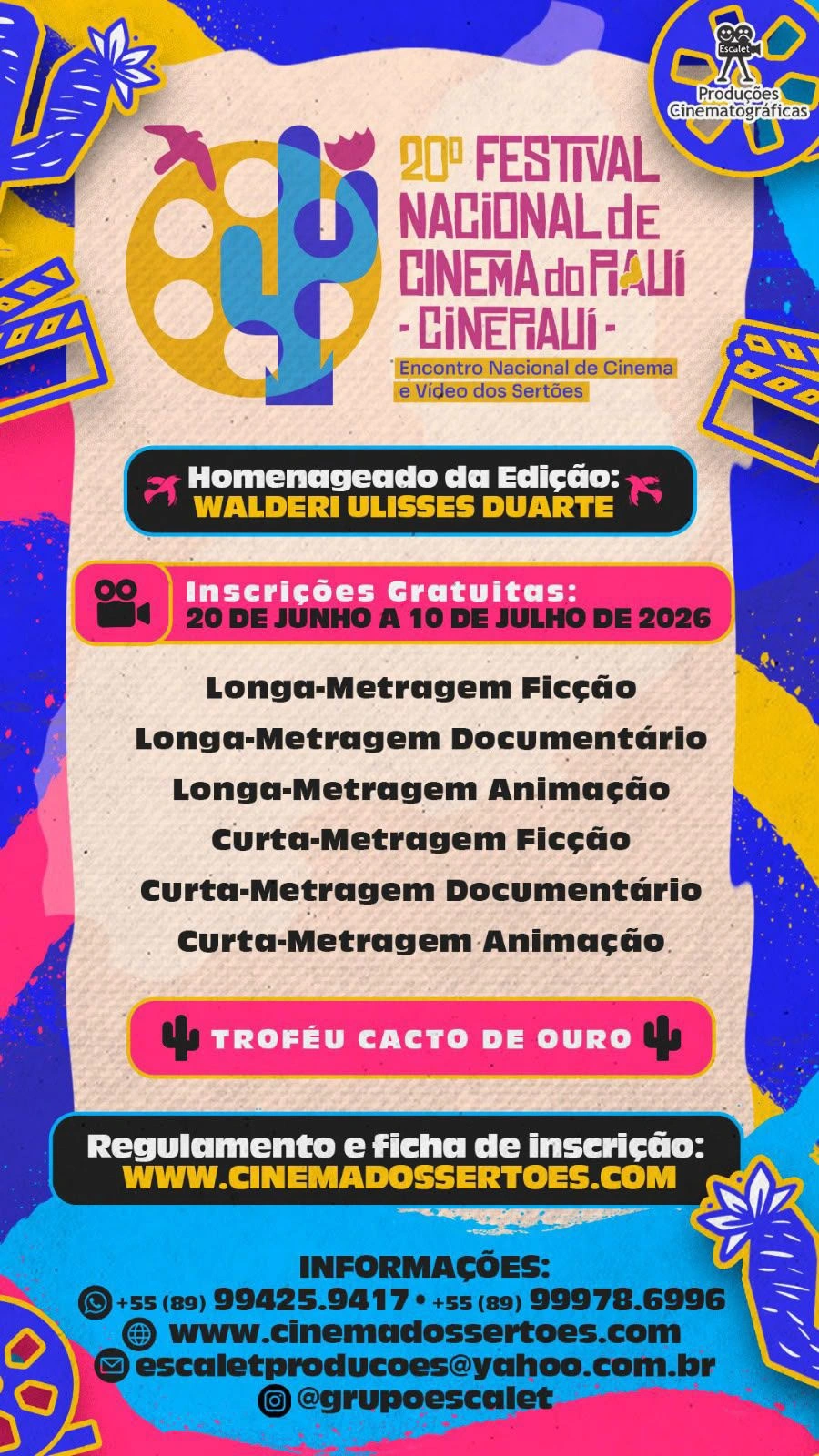 Festival Nacional de Cinema do Piauí abre inscrições para edição histórica