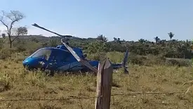 Helicóptero fez pouso forçado (Foto: Reprodução)