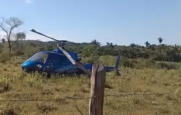 Helicóptero fez pouso forçado