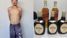 Homem é preso ao tentar furtar uísques em supermercado de Parnaíba (Foto: Reprodução)