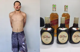 Homem é preso ao tentar furtar uísques em supermercado de Parnaíba (Foto: Reprodução)