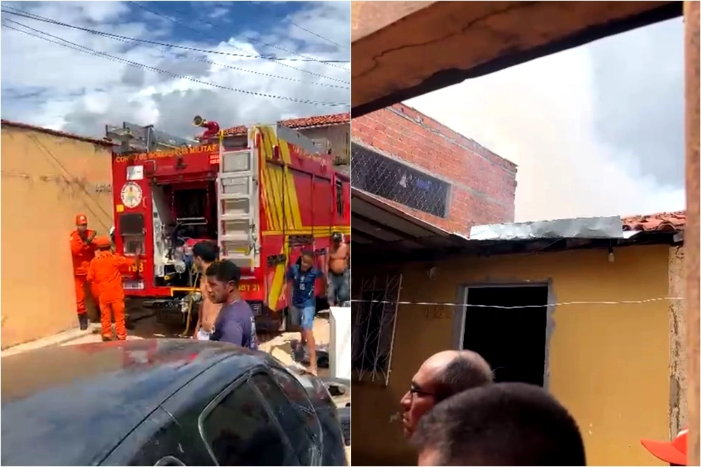 Incêndio atinge residência após explosão no bairro São Joaquim, em Teresina