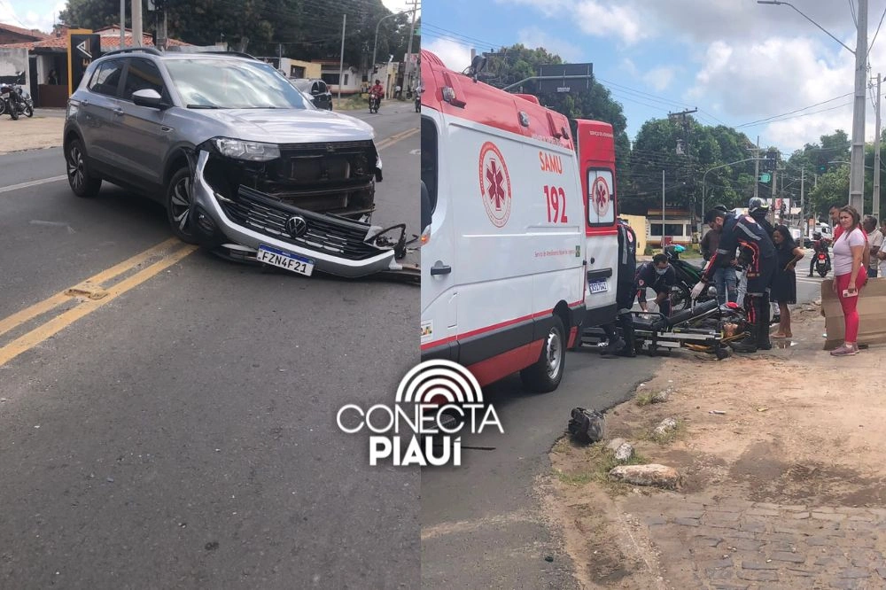 Motociclista fica gravemente ferido após colisisão com carro em Teresina