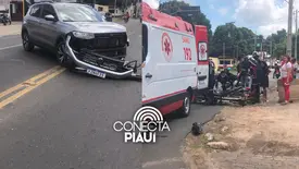 Motociclista fica gravemente ferido após colisisão com carro em Teresina (Foto: Conecta Piauí)