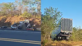Motorista morto durante acidente na BR-343, em Amarante, colidiu contra caminhão (Foto: Reprodução)