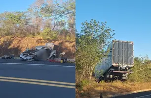 Motorista morto durante acidente na BR-343, em Amarante, colidiu contra caminhão (Foto: Reprodução)