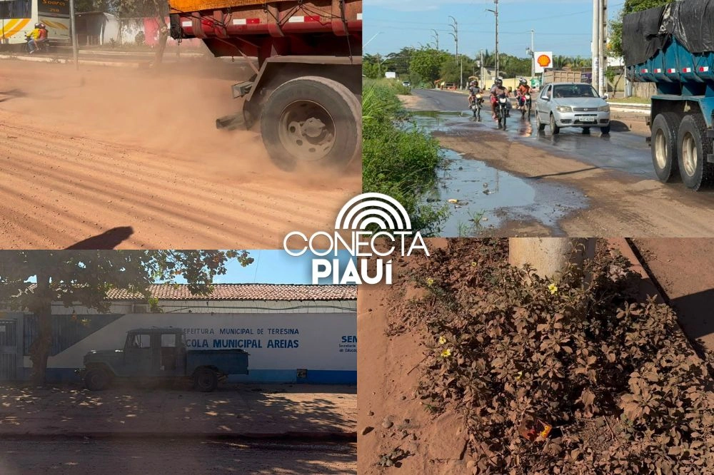 Obra parada deixa avenida coberta por areia e revolta moradores no bairro Areias