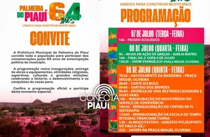 Palmeira do Piauí celebra 64 anos com obras, esporte e grandes atrações (Foto: Reprodução)