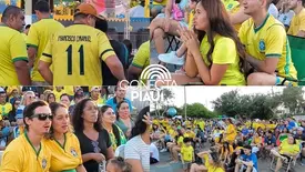 Parnaíba veste verde e amarelo e lota praça para torcer pelo Brasil na Copa (Foto: Conecta Piauí)