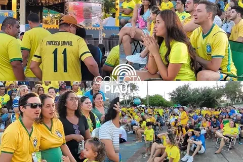 Parnaíba veste verde e amarelo e lota praça para torcer pelo Brasil na Copa