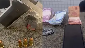 PM prende suposto líder de facção com pistola e quase R$ 3 mil em Parnaíba (Foto: Reprodução)
