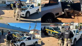PRF recupera caminhonete roubada durante fiscalização na BR-316, em Picos (Foto: Reprodução)