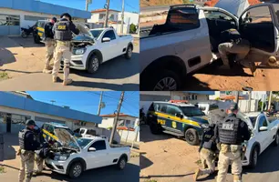 PRF recupera caminhonete roubada durante fiscalização na BR-316, em Picos (Foto: Reprodução)
