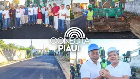 Rafael Fonteles vistoria obras de pavimentação asfáltica em Júlio Borges (Foto: Reprodução)