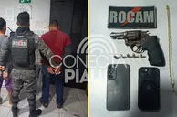 Rocam prende dupla suspeita de roubo e apreende arma de fogo na zona Norte de THE