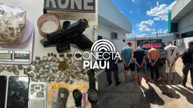 Rone prende quatro suspeitos e apreende arma e drogas durante ação em Teresina (Foto: Reprodução)