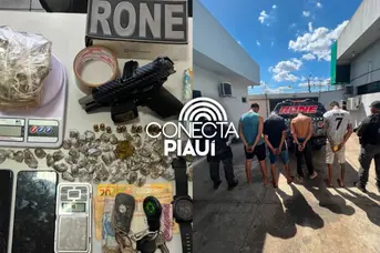 Rone prende quatro suspeitos e apreende arma e drogas durante ação em Teresina