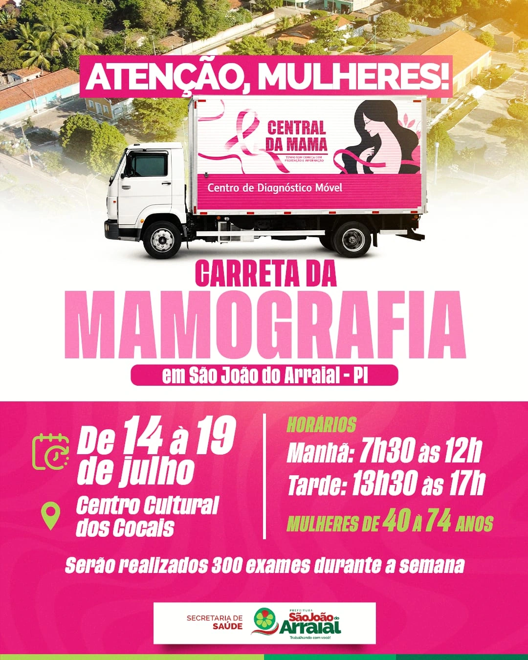 São João do Arraial inicia ação para realizar 300 mamografias em mulheres