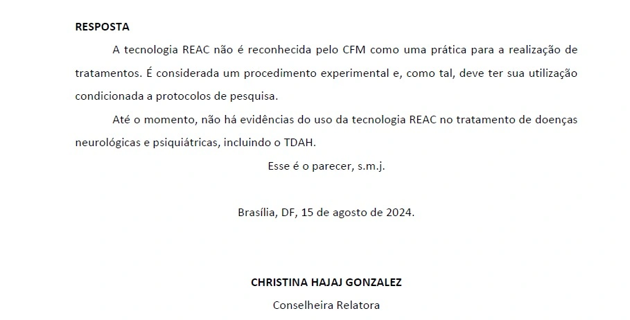 Trecho do parecer do Conselho Federal de Medicina (CFM)