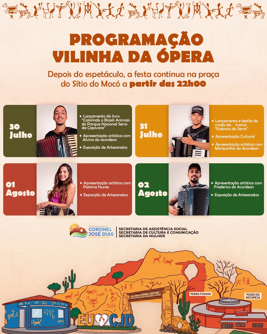 'Vilinha da Ópera' terá shows e atrações culturais em Coronel José Dias